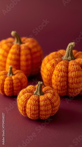 Adorable Knitted Pumpkins Autumn Harvest Decoration