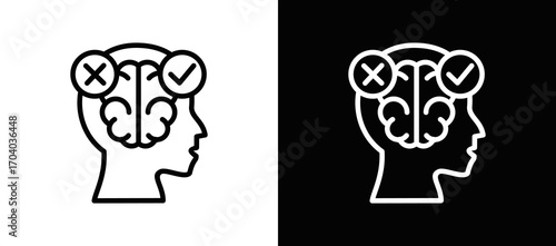 Smart Decision Icon In Black And White Filled Style
