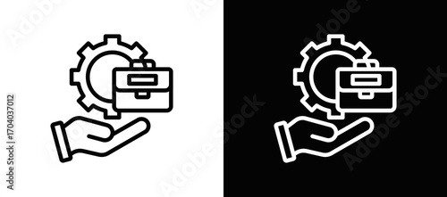 Automation Workflow Icon In Black And White Filled Style