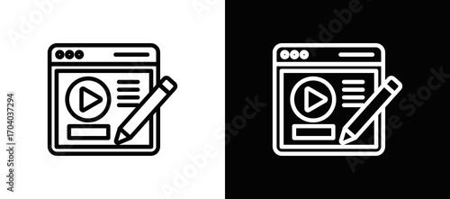 Content Creation Icon In Black And White Filled Style