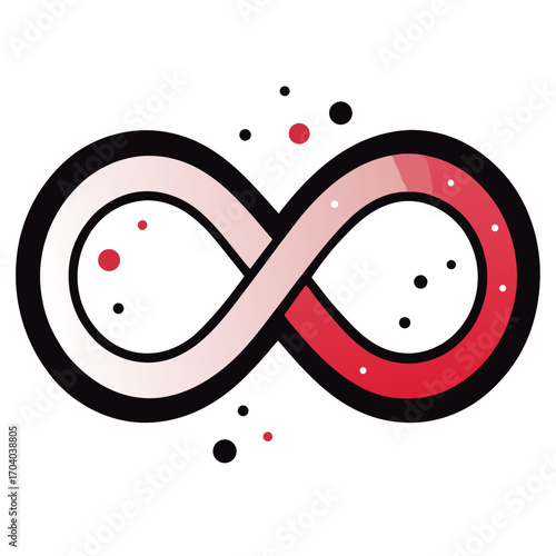 Stylized infinity symbol with gradient and dots representing endless possibilities