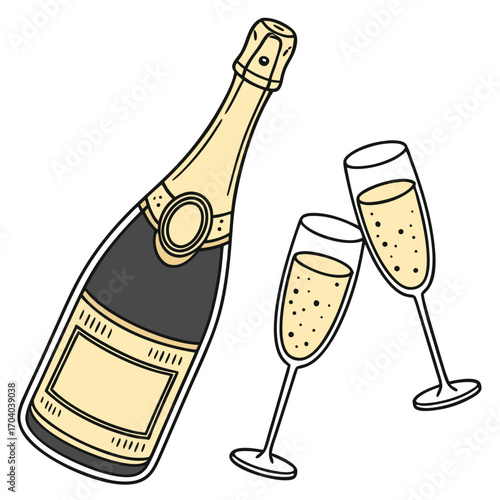champagne bottle and glass