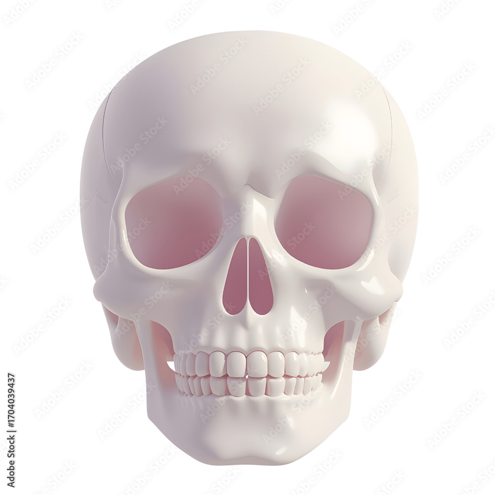 Obraz premium Stylized white human skull, a 3D icon for Halloween