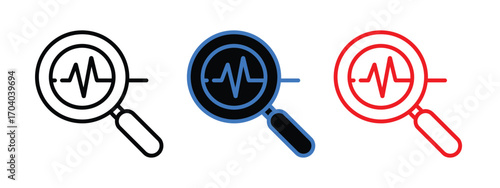 Signal analysis icon vector. Analyze data with a modern magnifying glass symbol. vector illustration.