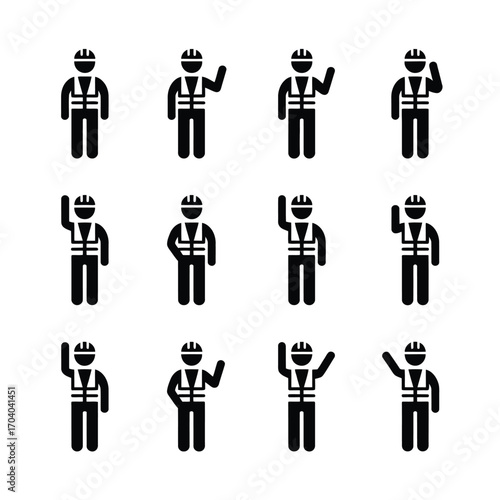 Construction worker icon set 2