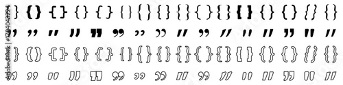 punctuation brackets and quotes icons set 