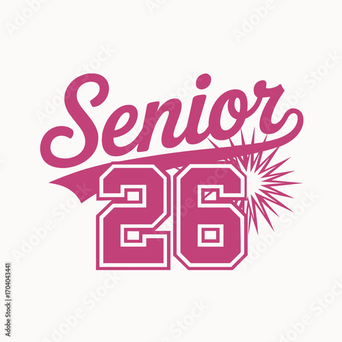 Class of 2026 Senior Design with Bold Typography and Elegant Bow – Perfect for Graduation T-Shirts, Custom Apparel, Senior Year Merchandise, and Graduation Celebration Announcements