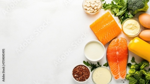 Wallpaper Mural Vitamin d rich foods on white background Torontodigital.ca