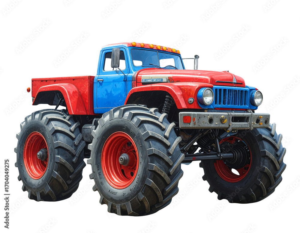 Obraz premium Toy Monster Truck Vehicle Isolated on Transparent Background PNG