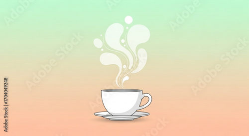 Illustration of a cup of hot drink with steam a cup of coffee, tea, or hot chocolate with steam rising from it