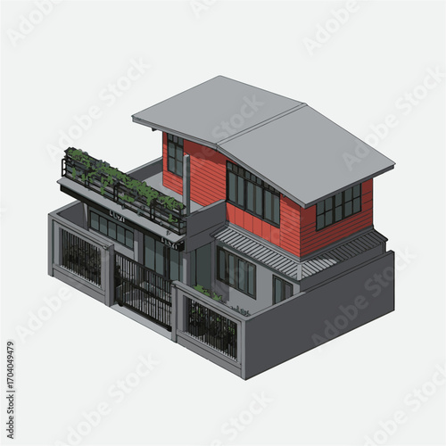 3d render of a building