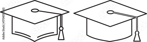 Two graduation caps silhouette
