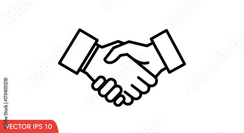 Handshake line icon business partnership, agreement, deal, cooperation concept vector illustration of two hands shaking each other