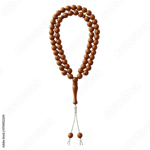 Traditional Wooden Prayer Beads with Tassel and Two End Beads