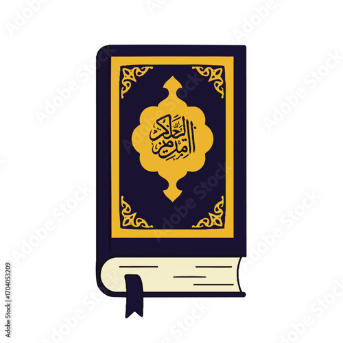 Illustrated Islamic Holy Book with Gold Embellishments and Bookmark