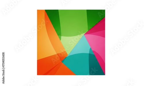 Colorful abstract geometric design with overlapping shapes isolated on transparent background