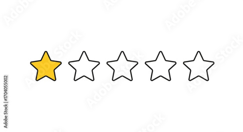 One star rating, representing a low score, negative feedback, or a poor review in a simple and minimalist design