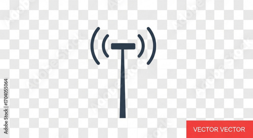 Wireless antenna icon, symbolizing communication, signal transmission, and connectivity in a simple and minimalist design