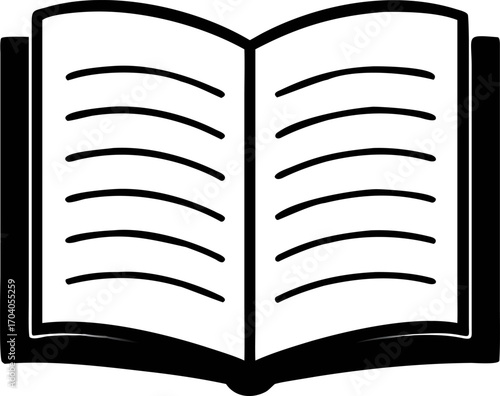A Classic Book Design Open Book Vector Illustration with Simple Lines and Shadow for Educational and Creative Projects