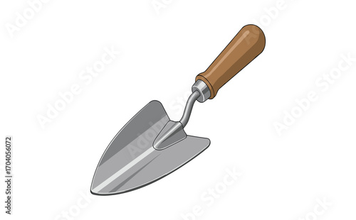 Simple Garden Trowel with Wooden Handle and Metal Blade Design
