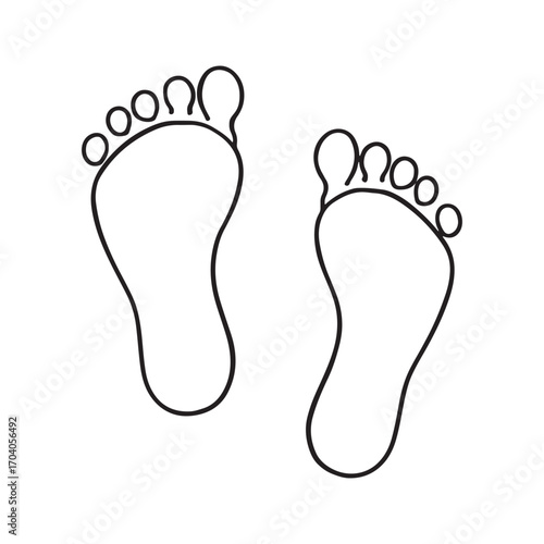 Simple outline of bare human footprints facing forward