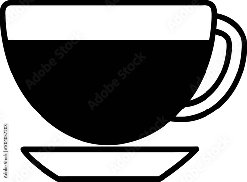 Simple isolated vector illustration of a hot coffee mug on a saucer