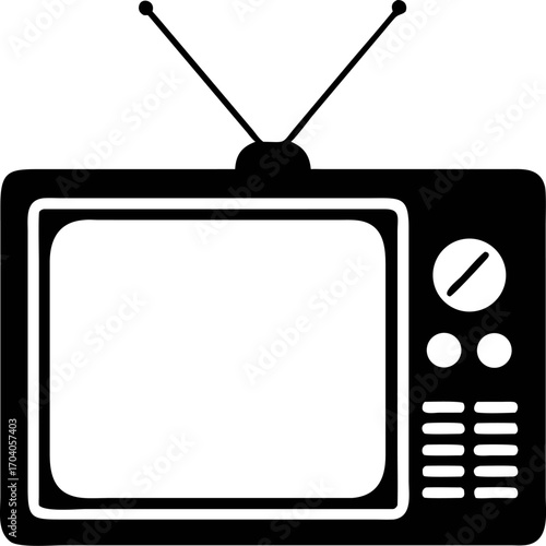 Vintage television set with antennas icon. Retro electronic media device symbol for broadcast and entertainment. Vector art