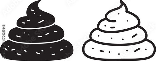 Two stylized poop icons silhouette