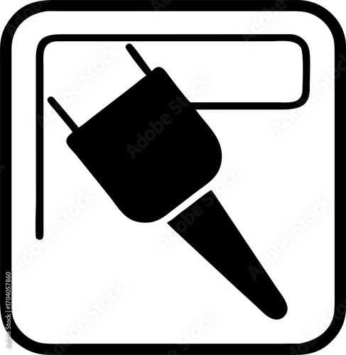 Electrical plug symbol representing connection and power, an iconic graphic for electronics and technology in a clean, simple design