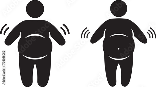 Two overweight figures showing weight loss silhouette