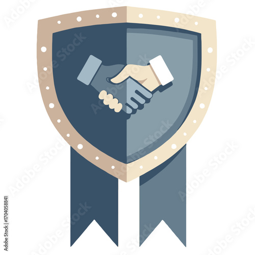 Values (2).ai Vector: Shield and Handshake Symbolizing Corporate Ethics, Trustworthiness, and AI Governance