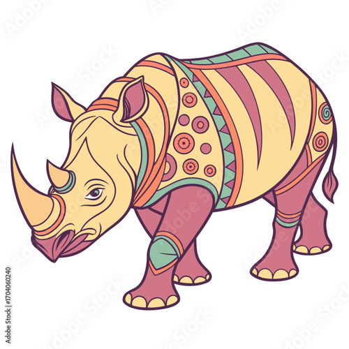Rhinoceros with tribal pattern