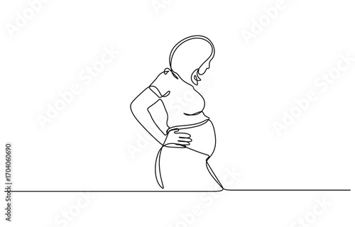 Continuous one line drawing of Pregnant woman vector illustration. Editable outline