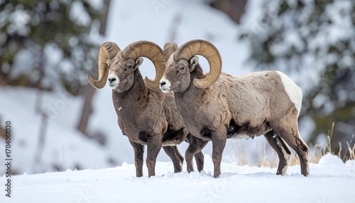 Two bighorn sheep in snowy landscape (1)