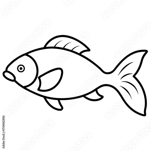 Simple outline drawing of a fish swimming in silhouette
