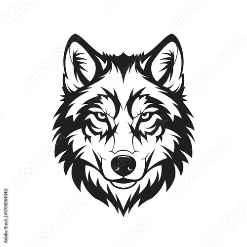 Fierce Wolf Head Mascot Vector Illustration