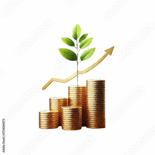 money tree growing from coins