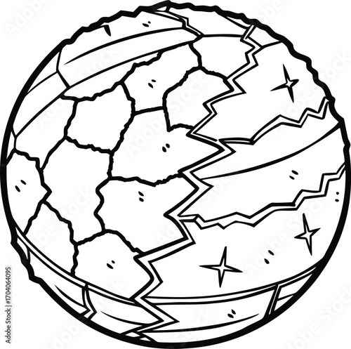 Shattered planet with fiery glowing core revealing its inner energy and cosmic danger