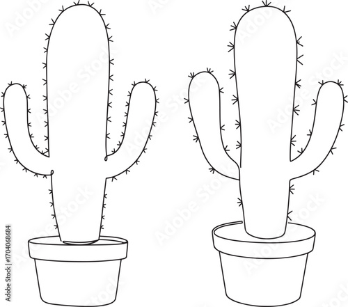 Two potted cactus plants silhouette