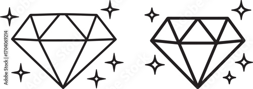 Two sparkling diamond silhouettes with stars