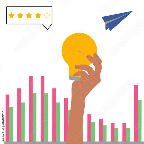 Digital business and online learning concept with laptops charts ideas and technology