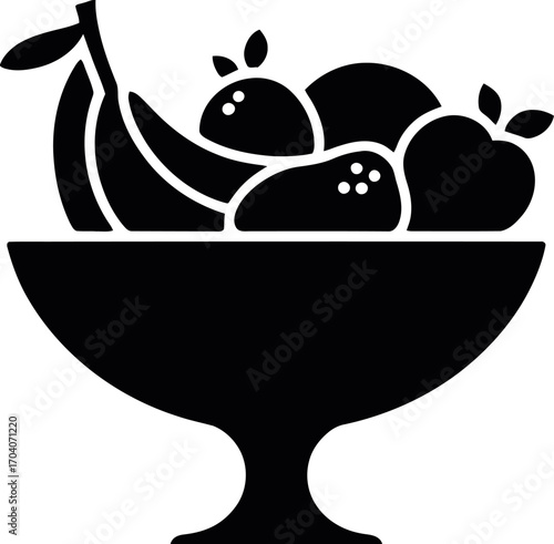 Silhouette of a fruit bowl on a table