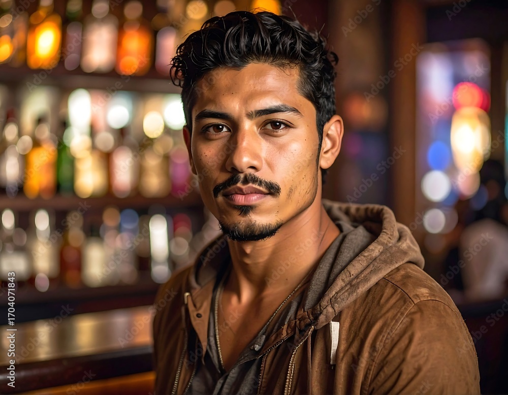 Obraz premium Close-up portrait of a man in a bar