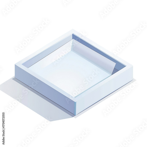 Minimalist white background paper tray icon