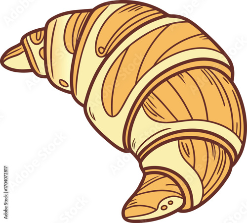 Hand Drawn Golden Croissant Vector Illustration
