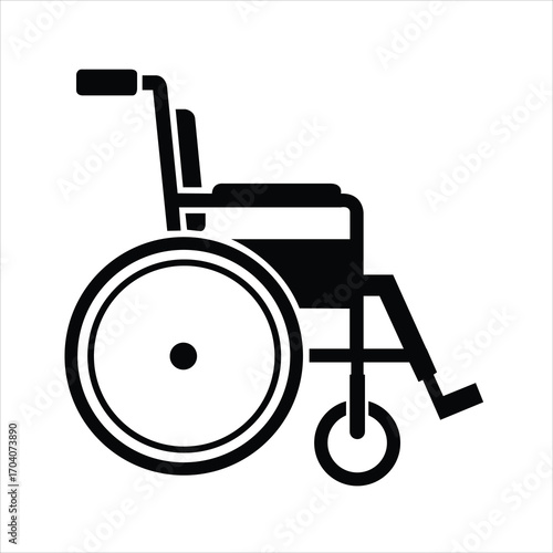 Black and white wheelchair illustration isolated on white background design, wheelchair