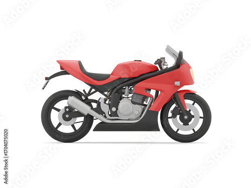 Red Sport Motorcycle Isolated on White Background Studio Shot for Product Mockups and Advertising Purposes a Fast and Sleek Vehicle