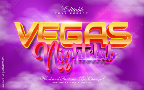 Vegas Nightclub 3D editable text effect style