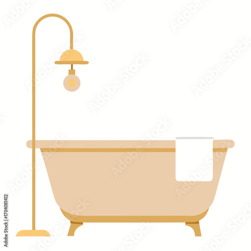 Beige freestanding tub with shower bathroom bathtub