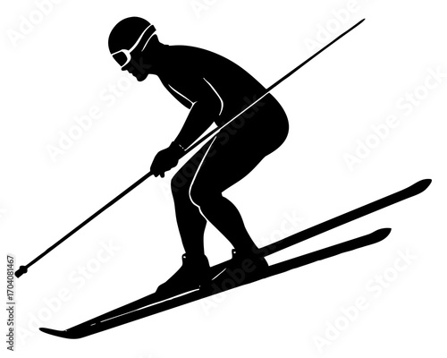 Skier downhill silhouette vector  isolated on white background
